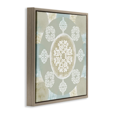 «Mint & Beige Mandala Floater», art mural sur toile par Flora Kouta