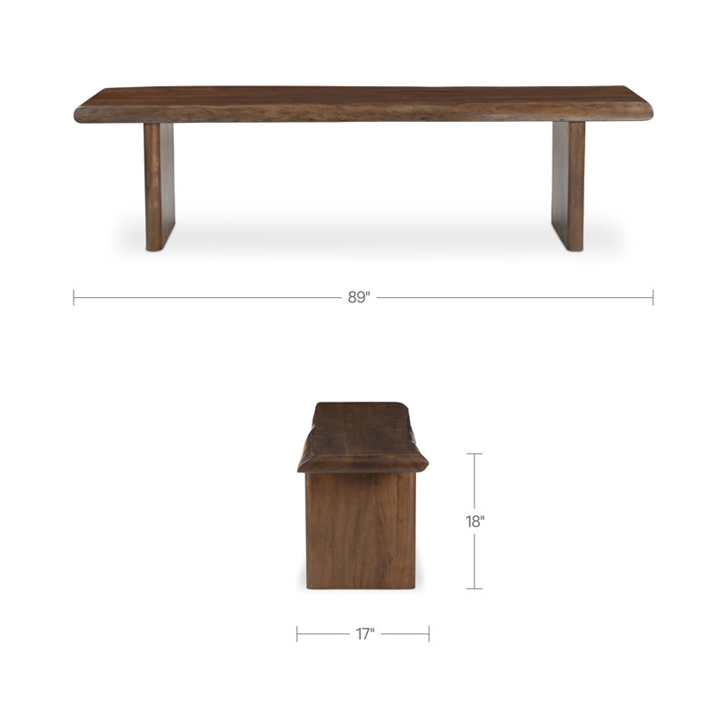 Lila Dining Bench Large Brown, 18" H x 89" W x 17" D
