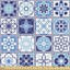 Charea Folkloric Portuguese with Floral Motifs in Squares Multi-Purpose Fabric