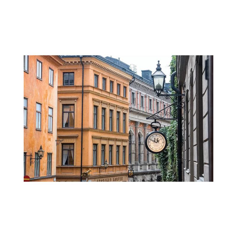 Located In The City Portion Of Stockholm, These Buildings Were Shot From A Staircase. by Mallorie Ostrowitz - Wrapped Canvas Print