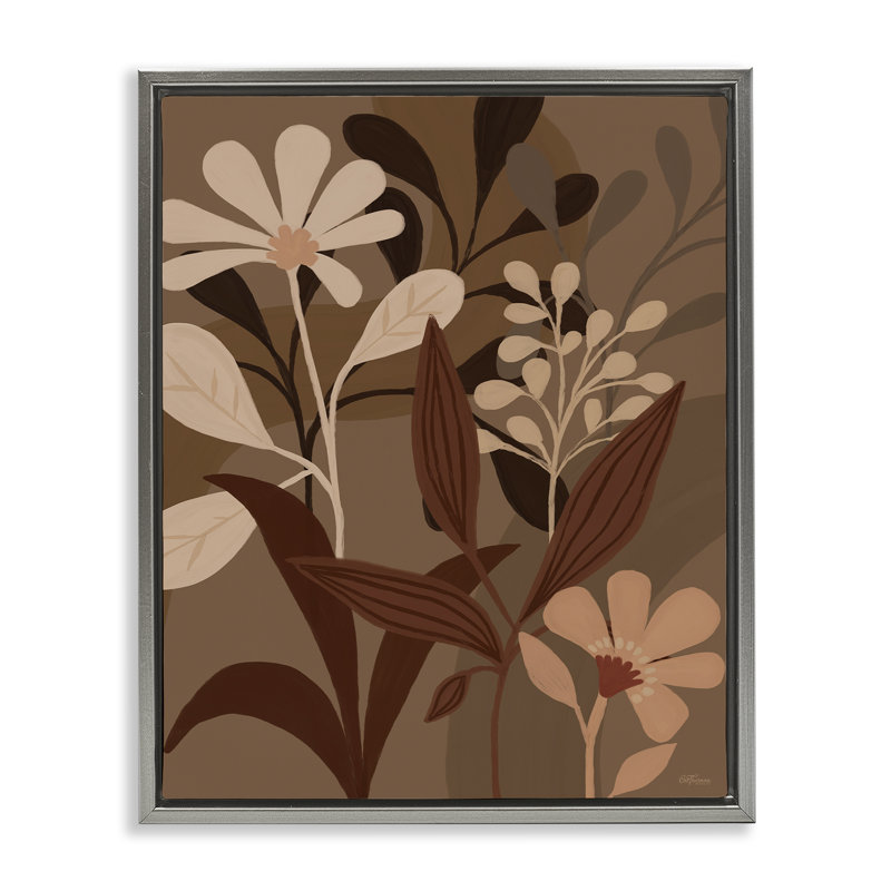 «Mute Boho Botanicals Floater», art mural sur toile par Dogwood, Cadre flottant gris lustré, H 31 po x l 25 po