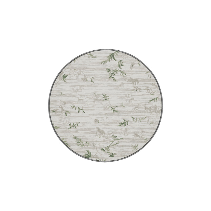 Tapis gris soyeux et moelleux, Rond 8 pi