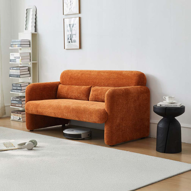 Canapé 59 po en velours avec coussin de soutien, Orange