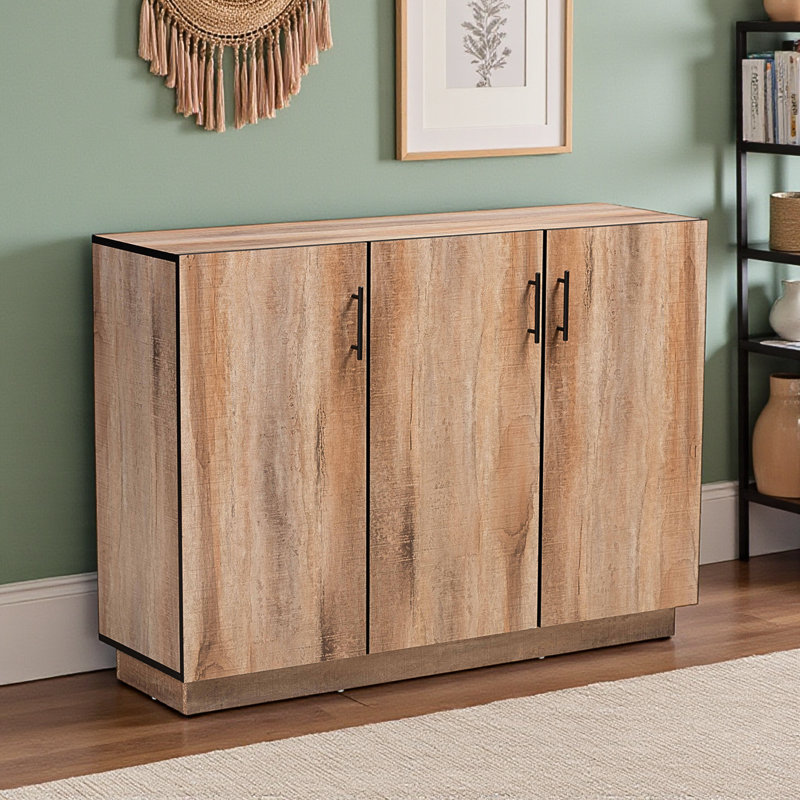 Linden 3-Door Dining Room Sideboard Buffet in Natural Oak Finish, 34.4" H X 47" W X 13.58" D