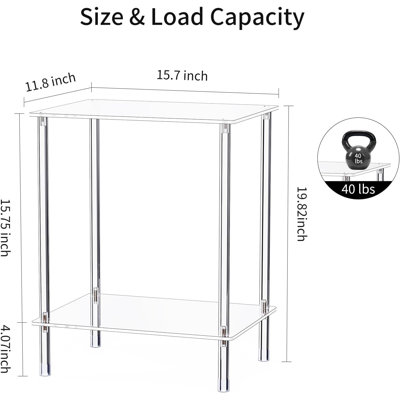 Clear Acrylic Side Table,2 Tier 1-Pack