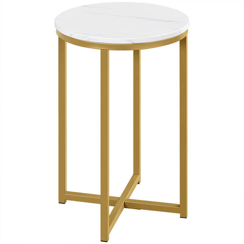 24.5" H X-Based Faux Marble Side Table End Table, Gold