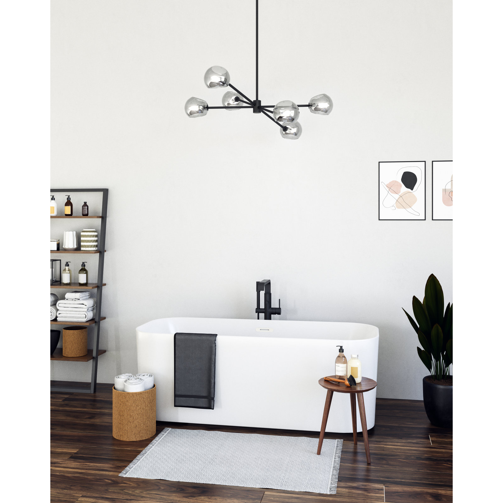 Willow 6 - Light Metal Sputnik Chandelier, Matte Black, Smoke