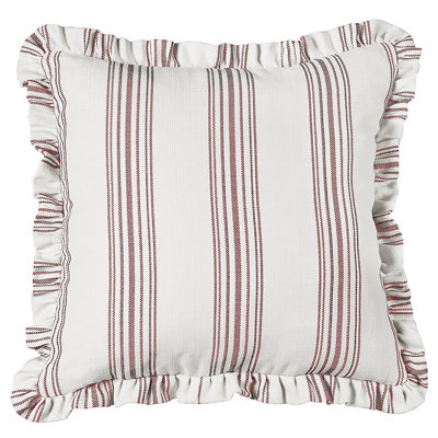 Rebekah Ruffled Edges Ticking Stripe Classic Chic 27 x 27 inch Decorative Euro Pillow Sham