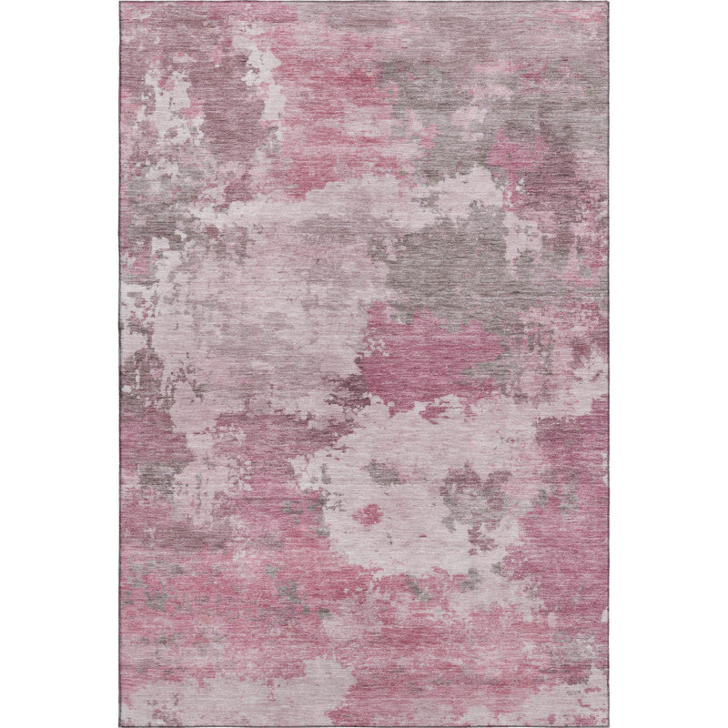 Premium Machine Washable Mayfield AMF2144 abstract Rug, Pink, 9' x 12'