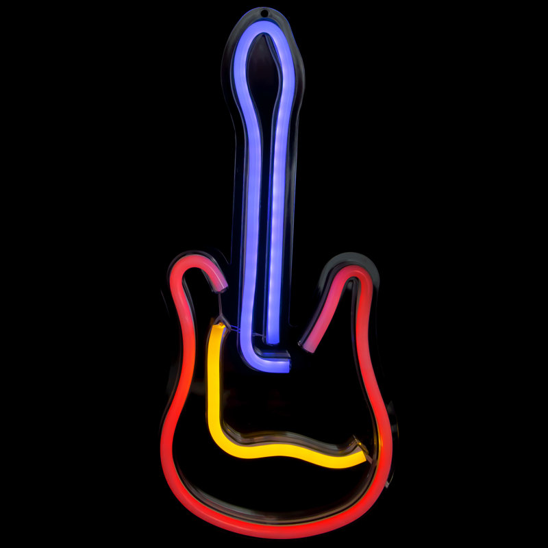 Enseigne murale 15,75 "style néon pour guitare