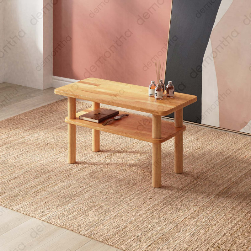 Table basse moderne Porto, table basse rectangulaire en bois de hêtre massif pour le salon, H 17,7 po x L 31,5 po x l 15 po