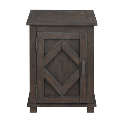 Table de chevet traditionnelle rustique avec tablette de rangement réglable et fini brun