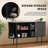 55" Sideboard Buffer Cabinet with Fluted Slide Doors,Tambour Storage Cabinet with Shelves-97261550