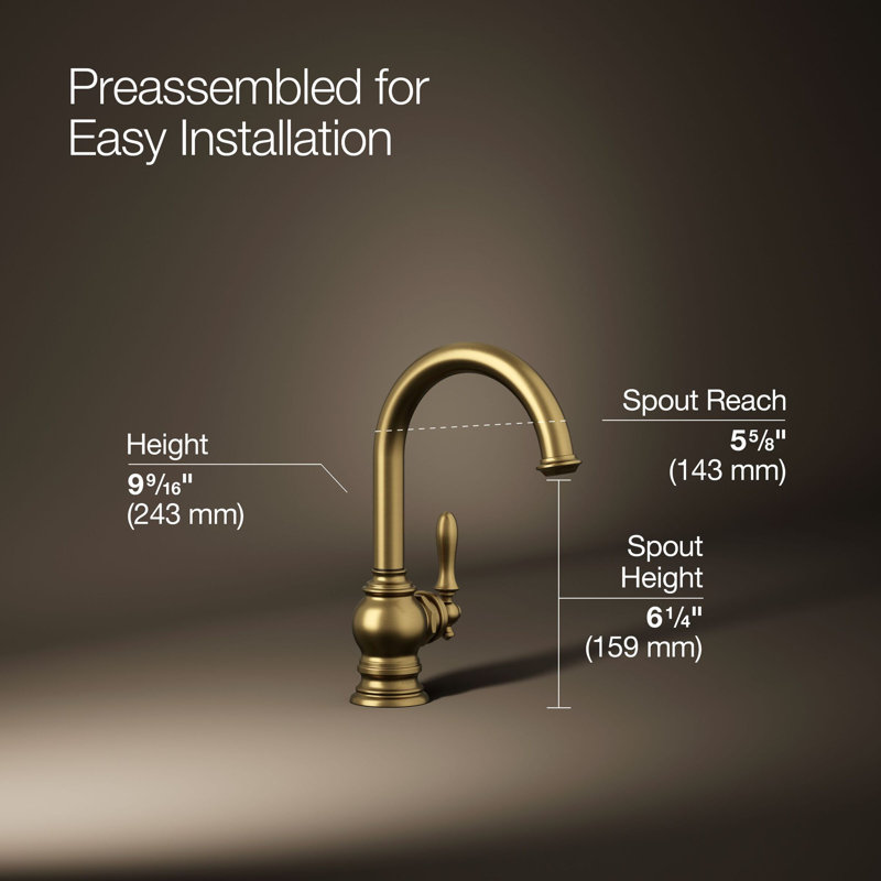 Artifacts Beverage Faucet, Vibrant Brushed Moderne Brass