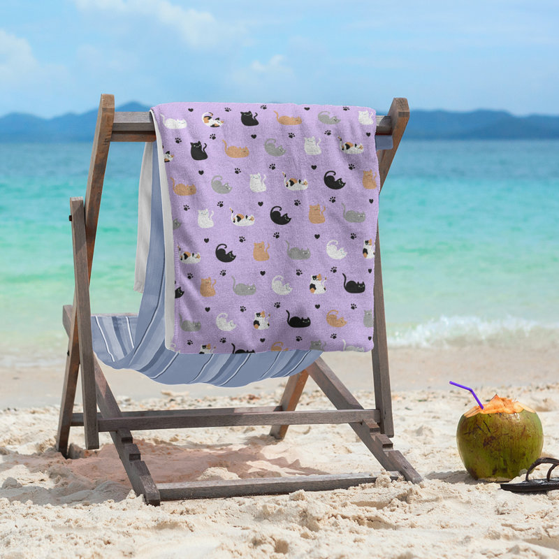 Serviette de plage Katelyn Elizabeth, Mauve / Noir
