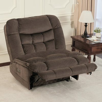 38.2" Seat Width Armless Glider Chair, Oversized Dual Motor Power Recliner with LED Ambient Light, Pet-friendly Fabric by Mercer41