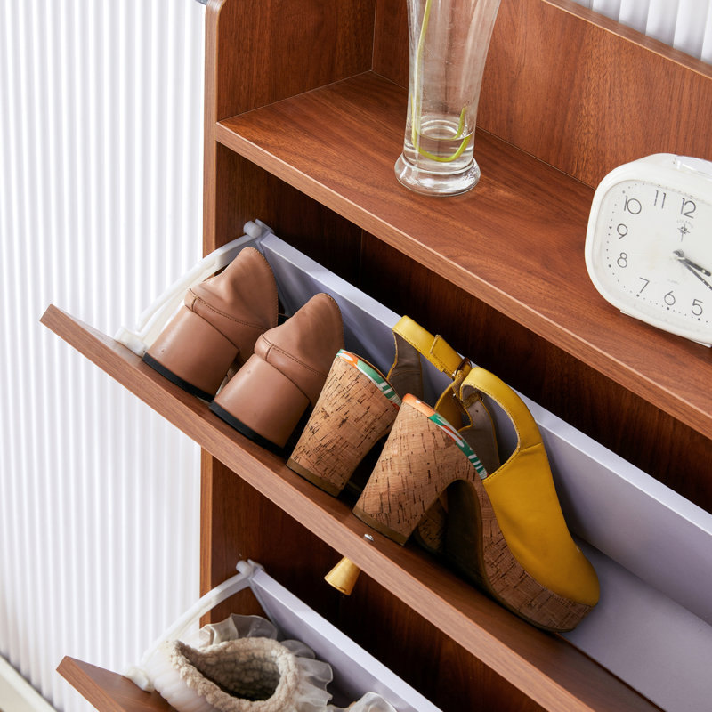 Modern minimalist storage cabinet, Japanese rattan shoe cabinet, bed top cabinet, small home furniture, Wood