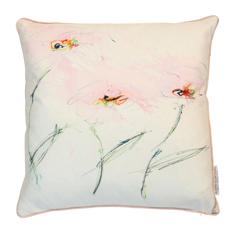 Coussin Blush Meadow Abstract - rosé - 24 po x 24 po, 24 po X 24 po