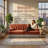 Luxury Red Brown Velvet Chesterfield Sofa - Button Tufted & Tassel Skirt, Modular & Easy Assembly,  for Living Room-660594243