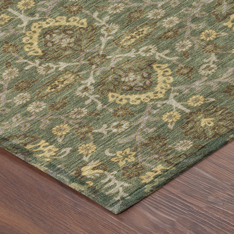 Machine Washable Indoor/Outdoor Chantille ACN2634 Global Rug, Olive, 5' x 7'6"
