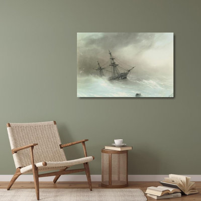 "Bateau dans une mer orageuse" par Ivan Konstantinovich Aivazovsky - Art sur toile tendue avec châssis
