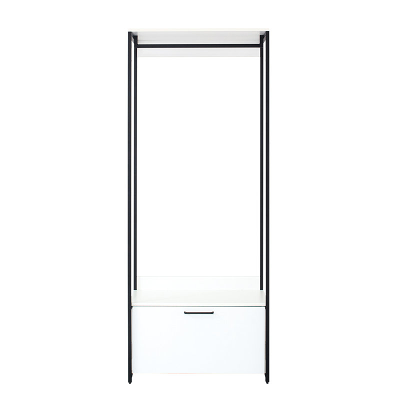 Walk-In Closet With One Drawer - Powder Coated Metal For Endurance, Extra Deep Storage, Water & Heat , Stain Scratch E0 Grade Board, 2X Thicker , Made In , Modular Construction, White, 76.73Lb,