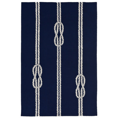 Tapis intérieur / extérieur bleu rayé touffeté à la main Wooton