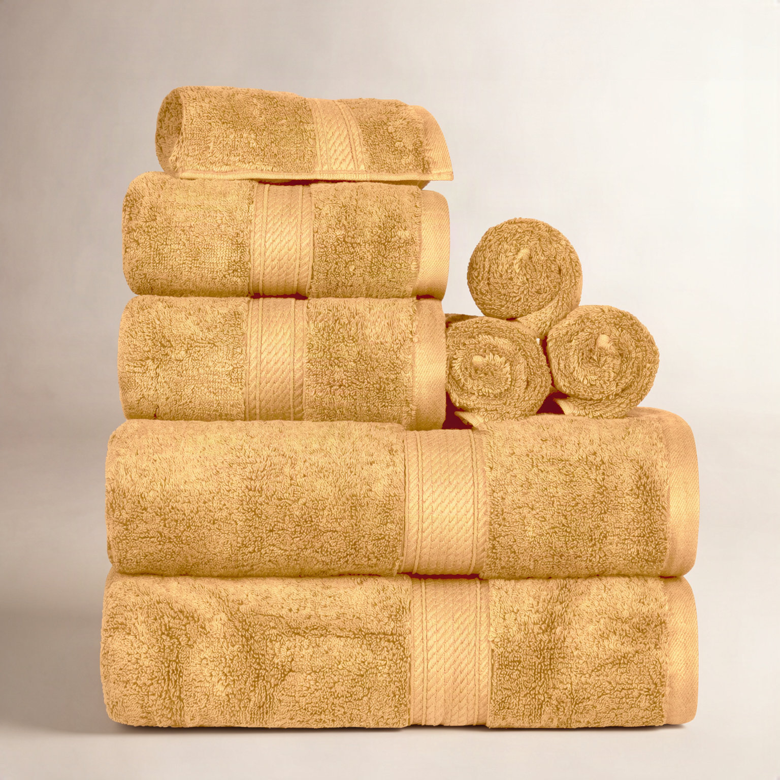 Renata 8-Piece Egyptian Cotton Towel Set, Gold