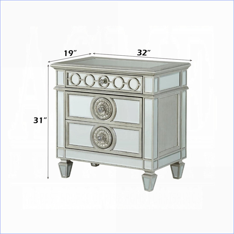 Table de chevet 2 tiroirs Glam, Clair