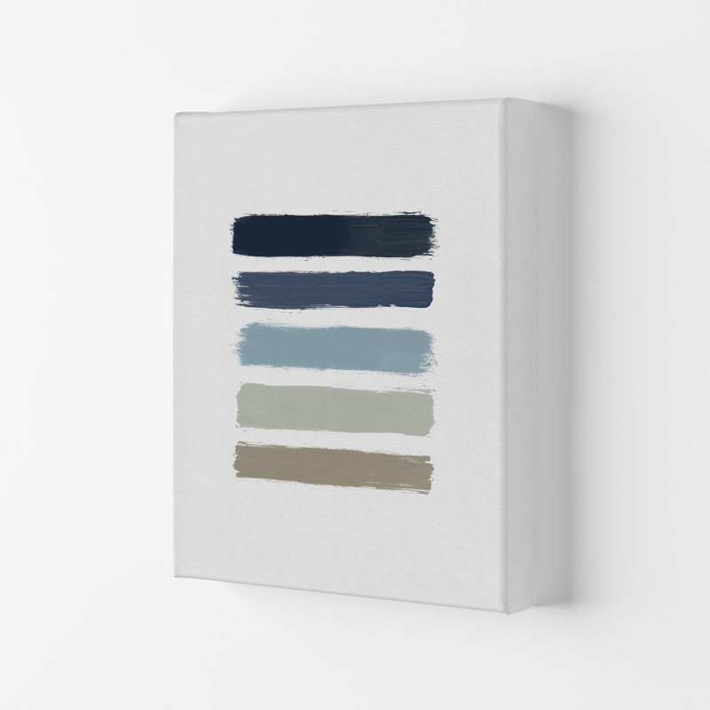 Blue And Taupe Stripes - Print, 59.4cm H x 42cm W x 4cm D, Wrapped Canvas