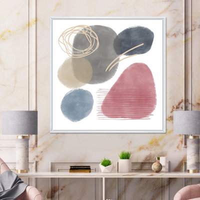 Éléments abstraits rouges, bleus et gris organiques - Peinture sur toile