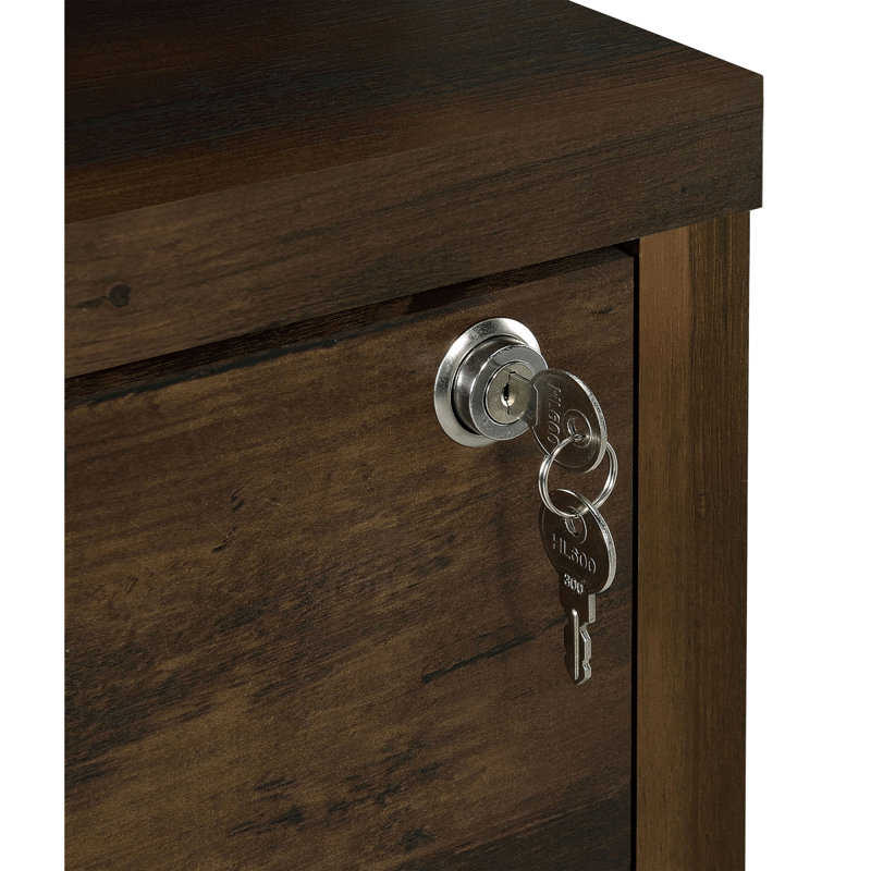 Ensemble de chambre avec grand lit 3 pièces Geary Pine, Marron foncé, Grand lit
