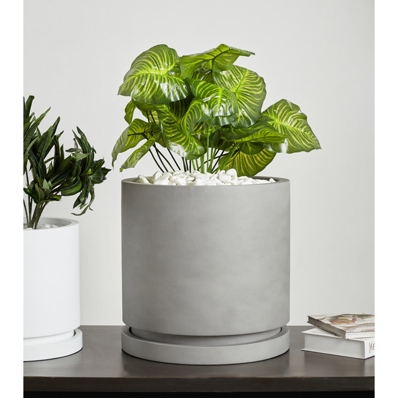 Finnly Handmade Pot Planter, 11.75" H x 11.5" W x 11.5" D, Gray