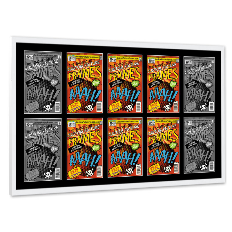 Wood Picture Frame with Mat, White/Black, 7.25" x 10.5", 44" x 25.75"