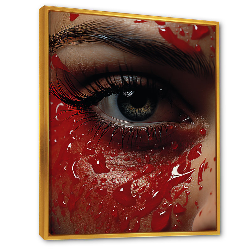 " Woman Portrait Ruby Reflections ", Gold Floater Framed, 20" H x 12" W x 1" D