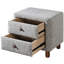 Table de chevet rembourrée Grey Boucle pour chambre à coucher - Espace 2 tiroirs 2 en boucle, pieds en bois, style moderne