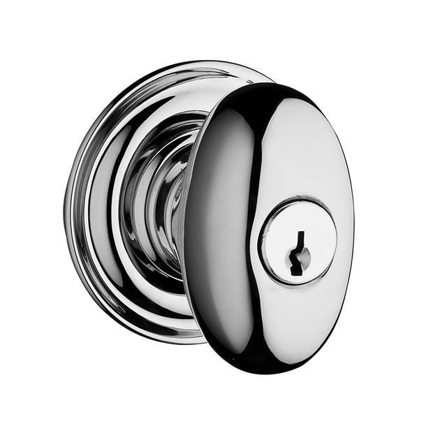 Ellipse Keyed Door Knob with Traditional Round Rose Baldwin 