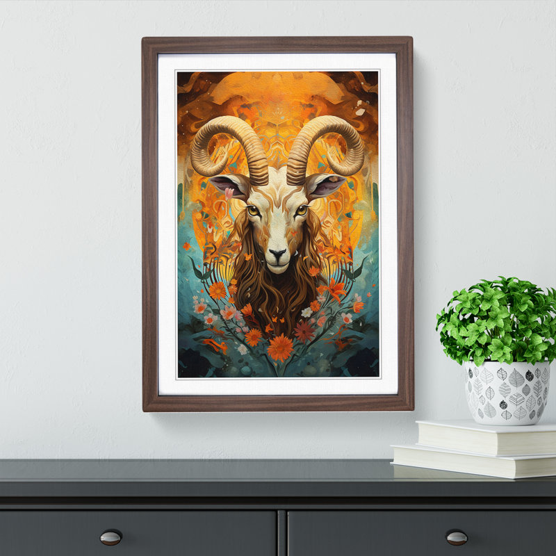 Capricorn Zodiac Modern Art - Framed Print, Walnut Framed, 64cm H x 46cm W x 2cm D