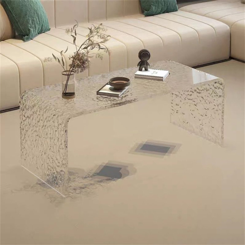 Acrylic Floating Window Tea Table - Modern Low Profile Coffee Table For Bay Window, Tatami Bedroom, And Floor Sitting, Clear Translucent End Table