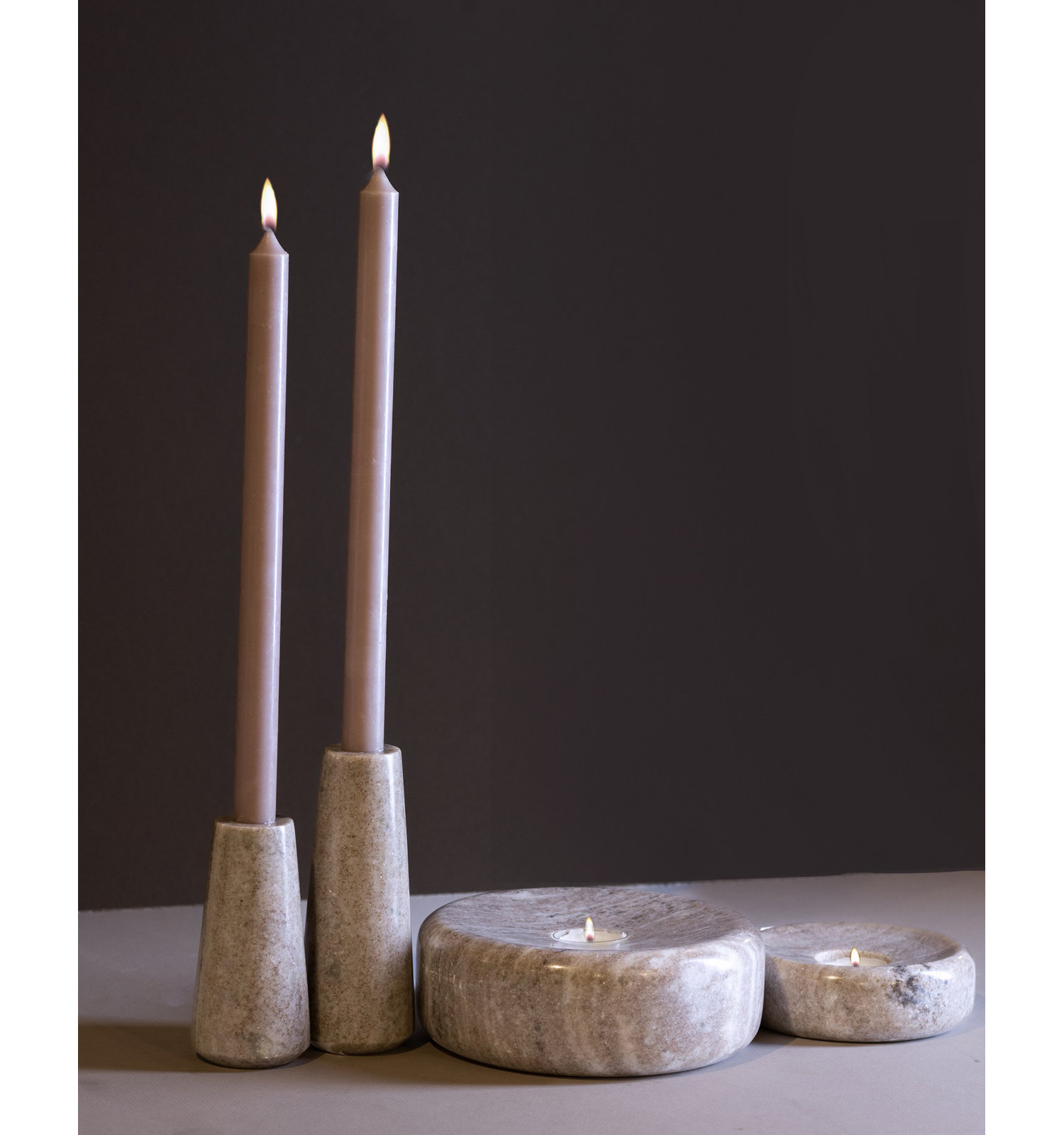 Tellis Marble Tealight Holder, 2.5" H x 7" W x 7" D