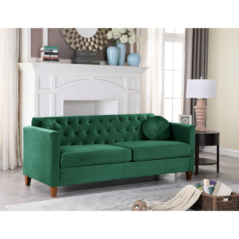 Prady 79.5'' Velvet Sofa, Green