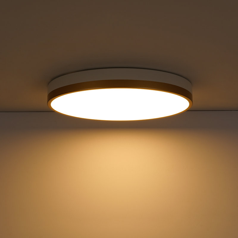 Dual Tone 5 - Segment Dip Switch Dimmable Led Round Flush Mount, Whte/Gold