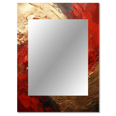 Red Gold Fusion Spiral - Abstract Spirals Large Wall Mirror, Gold Unique Mirror, Printed Metal Art
