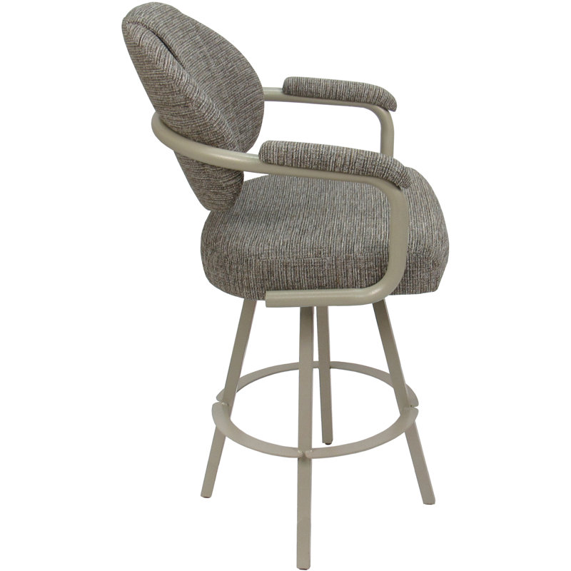 Tabouret de comptoir pivotant 30 po Mahlum, Mélange de polyester brun clair / cadre beige
