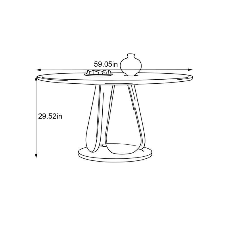 Table ronde noire en bois massif, H 29,52 po x L 59,05 po x l 59,05 po