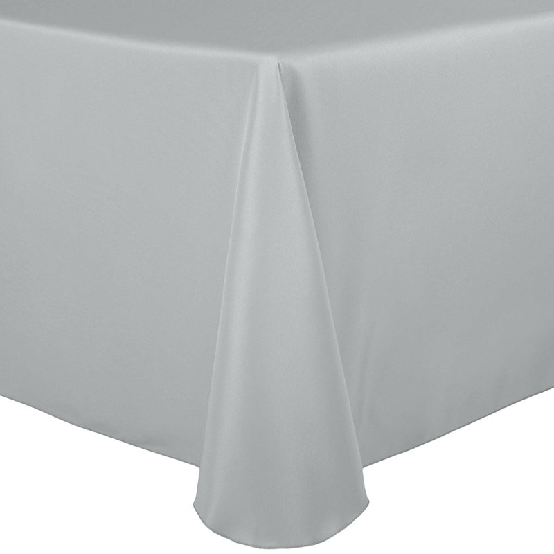 Solid Color Round Tablecloth, 120" x 72", 2, Silver
