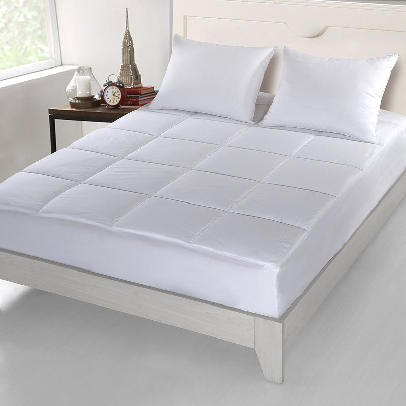 Twin White Cotton Down Featherbed Mattress Pad