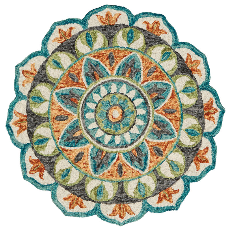 Tapis oriental en laine touffeté à la main Arla, Rond 8 pi