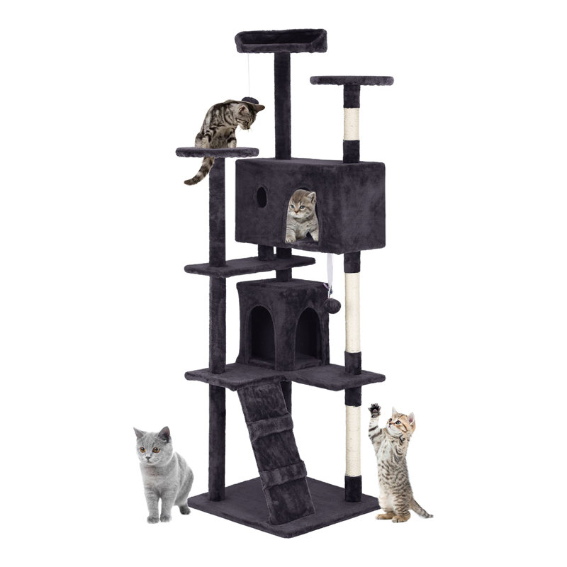 Tour pour arbre à chat Derrell, Noir/gris, H 70 po x l 21,3 po x P 21,3 po