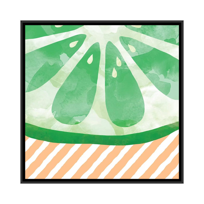 «Lime Abstract», impression sur toile, H 18 po x l 18 po x P 1,5 po, Toile encadrée noire, Pas de tapis